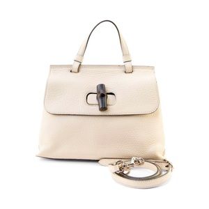 Cream GUCCI Medium Bamboo Daily Top Handle Bag